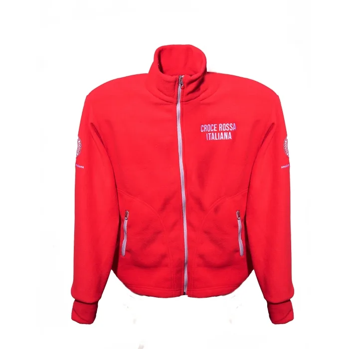 Pile rosso con zip Croce Rossa